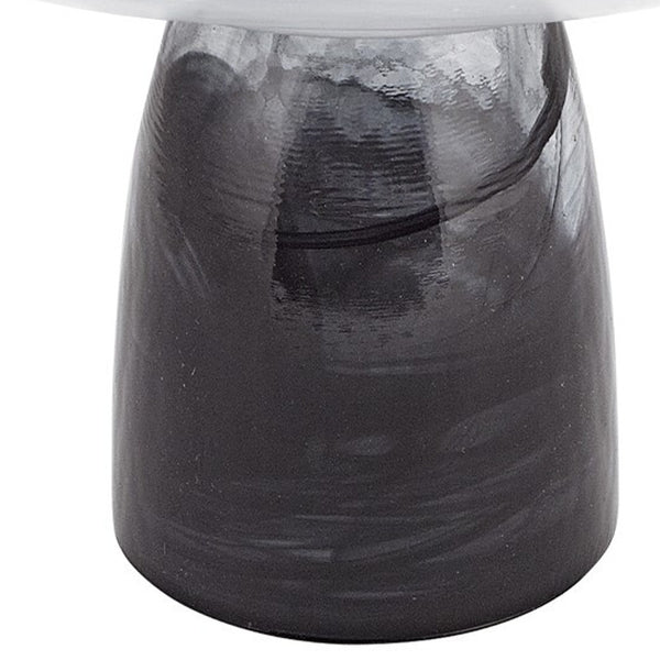 Homeroots 11" Black And White Alabaster Glass Round Pedestal Centerpiece Bowl   375874