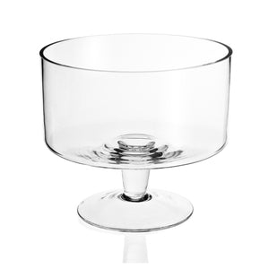 Homeroots 10" Clear Mouth Blown Crystal Round Trifle Bowl   375881
