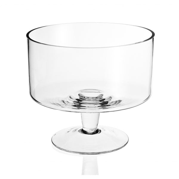 Homeroots 10" Clear Mouth Blown Crystal Round Trifle Bowl   375881
