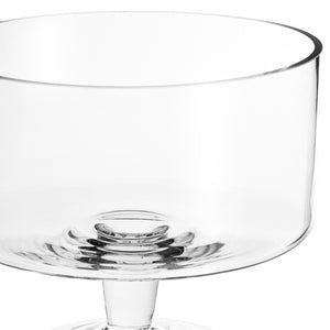 Homeroots 10" Clear Mouth Blown Crystal Round Trifle Bowl   375881