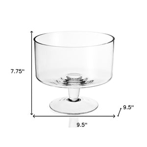 Homeroots 10" Clear Mouth Blown Crystal Round Trifle Bowl   375881