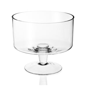 Homeroots 10" Clear Mouth Blown Crystal Round Trifle Bowl   375881