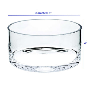Homeroots 8 Mouth Blown Lead Free Classic Glass Cylinder Bowl   375891