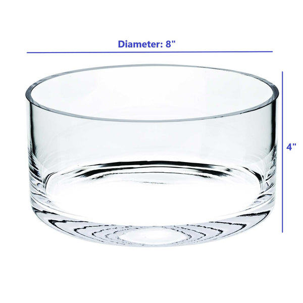 Homeroots 8 Mouth Blown Lead Free Classic Glass Cylinder Bowl   375891