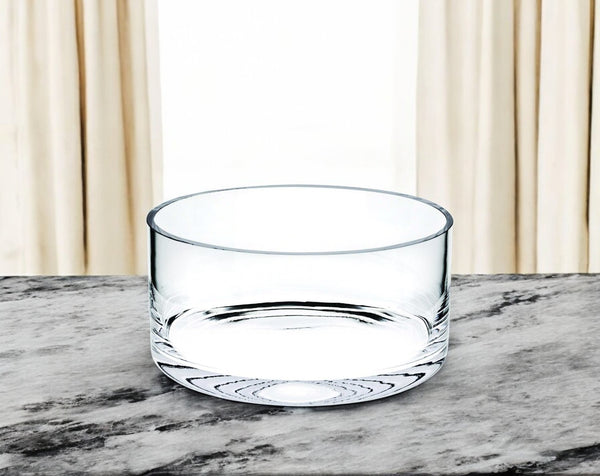 Homeroots 8 Mouth Blown Lead Free Classic Glass Cylinder Bowl   375891