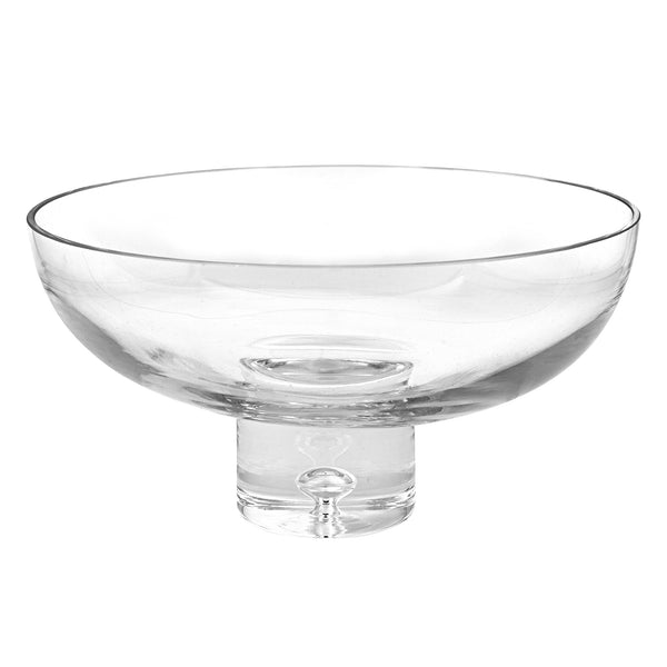 Homeroots 11 Mouth Blown Deep Pedestal Glass Centerpiece Bowl   375894