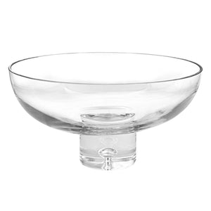 Homeroots 11 Mouth Blown Deep Pedestal Glass Centerpiece Bowl   375894