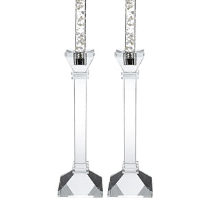 Homeroots Set Of Two Clear Crystal Tabletop Candle Holders   375914