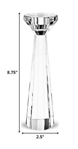 Homeroots Hand Crafted Crystal Pair Of Faceted Candle Holders  Crystal 375916