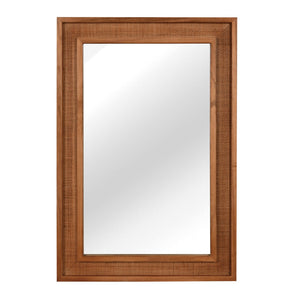 English Elm Natural Rattan Wrapped Solid Wood Frame Rectangle Mirror for Farmhouse Entryway Bath Yellowish-Brown W2203P436625