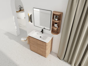 English Elm 36'' Freestanding Bathroom Vanity With Ceramic Sink, Soft-Close Doors & Stylish Storage Solutions W999S00403