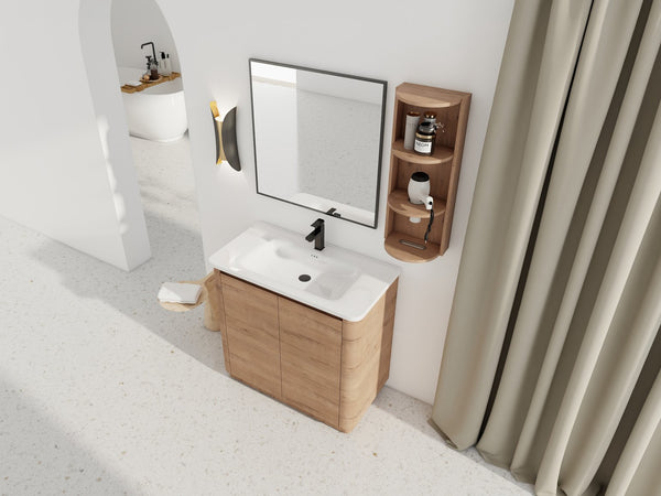 English Elm 36'' Freestanding Bathroom Vanity With Ceramic Sink, Soft-Close Doors & Stylish Storage Solutions W999S00403