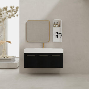 English Elm 48 Inch Wall-Mounted Bathroom Vanity Set With Resin Sink & Ample Storage Rack For Modern Spaces W999S00370