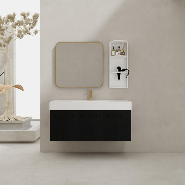 English Elm 48 Inch Wall-Mounted Bathroom Vanity Set With Resin Sink & Ample Storage Rack For Modern Spaces W999S00370
