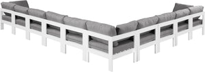 Meridian Furniture Nizuc 10 Piece Outdoor Modular Sectional with Water Resistant Fabric Aluminum Frame 375Grey-Sec10A