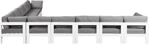 Meridian Furniture Nizuc 10 Piece Outdoor Modular Sectional with Water Resistant Fabric Aluminum Frame 375Grey-Sec10A