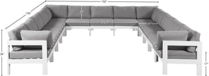 Meridian Furniture Nizuc 13 Piece Modular Outdoor Sectional with Water Resistant Upholstery for Patios 375Grey-Sec13A