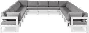Meridian Furniture Nizuc 13 Piece Modular Outdoor Sectional with Water Resistant Upholstery for Patios 375Grey-Sec13A