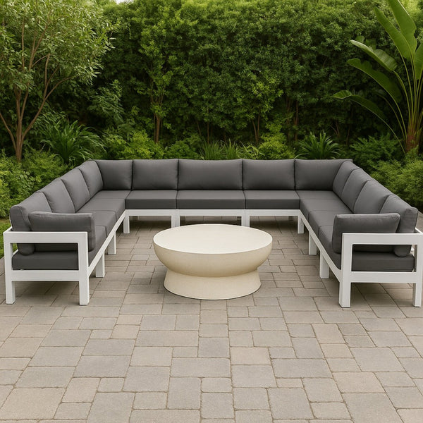 Meridian Furniture Nizuc 13 Piece Modular Outdoor Sectional with Water Resistant Upholstery for Patios 375Grey-Sec13A