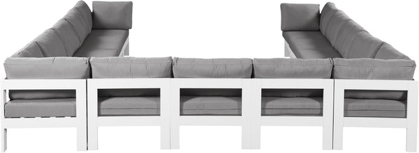 Meridian Furniture Nizuc 13 Piece Modular Outdoor Sectional with Water Resistant Upholstery for Patios 375Grey-Sec13A