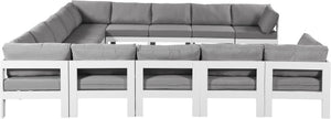 Meridian Furniture Nizuc 13 Piece Modular Outdoor Sectional with Water Resistant Upholstery for Patios 375Grey-Sec13A