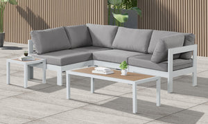 Meridian Furniture Nizuc Four Piece Modular Outdoor Sectional with Weather Resistant Fabric Aluminum Frame 375Grey-Sec4A
