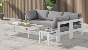 Meridian Furniture Nizuc Four Piece Modular Outdoor Sectional with Weather Resistant Fabric Aluminum Frame 375Grey-Sec4A