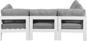 Meridian Furniture Nizuc Four Piece Modular Outdoor Sectional with Weather Resistant Fabric Aluminum Frame 375Grey-Sec4A
