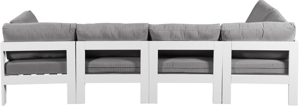 Meridian Furniture Nizuc Five Piece Modular Outdoor Sectional with Aluminum Frame and Grey Fabric Seating 375Grey-Sec5C