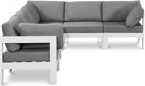 Meridian Furniture Nizuc Six Piece Outdoor Modular Sectional with Water Resistant Fabric Patio Seating 375Grey-Sec6A