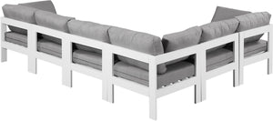Meridian Furniture Nizuc Six Piece Outdoor Modular Sectional with Water Resistant Fabric Patio Seating 375Grey-Sec6A