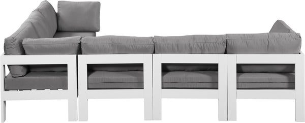Meridian Furniture Nizuc Six Piece Outdoor Modular Sectional with Water Resistant Fabric Patio Seating 375Grey-Sec6A