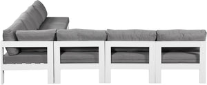 Meridian Furniture Nizuc 7 Piece Outdoor Modular Sectional with Water Resistant Fabric and Aluminum Frame 375Grey-Sec7A