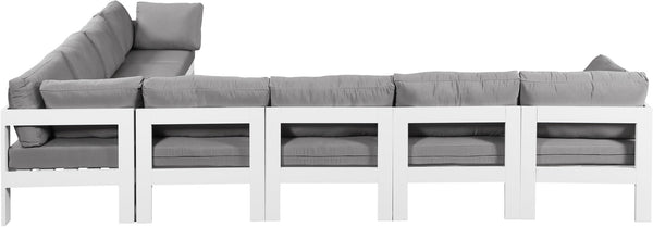 Meridian Furniture Nizuc 8 Piece Outdoor Modular Sectional Aluminum Frame Water Resistant Patio Seating 375Grey-Sec8A