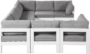 Meridian Furniture Nizuc 8 Piece Modular Outdoor Sectional with Aluminum Frame and Grey Fabric 375Grey-Sec8B