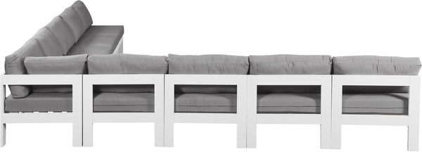 Meridian Furniture Nizuc 9 Piece Outdoor Modular Sectional with Aluminum Frame and Water Resistant Fabric 375Grey-Sec9A