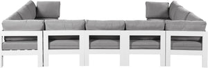 Meridian Furniture Nizuc 9 Piece Modular Outdoor Sectional with Water Resistant Grey Fabric Seating 375Grey-Sec9C