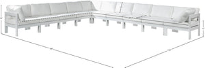 Meridian Furniture Nizuc 10 Piece Outdoor Modular Sectional White Aluminum Frame Water Resistant Fabric 375White-Sec10A