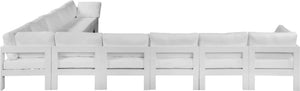 Meridian Furniture Nizuc 10 Piece Outdoor Modular Sectional White Aluminum Frame Water Resistant Fabric 375White-Sec10A