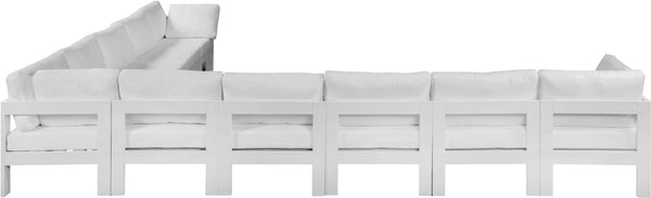 Meridian Furniture Nizuc 10 Piece Outdoor Modular Sectional White Aluminum Frame Water Resistant Fabric 375White-Sec10A