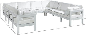 Meridian Furniture Nizuc 10 Piece Modular Outdoor Sectional with Aluminum Frame and Water Resistant Fabric 375White-Sec10B