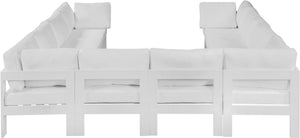 Meridian Furniture Nizuc 10 Piece Modular Outdoor Sectional with Aluminum Frame and Water Resistant Fabric 375White-Sec10B
