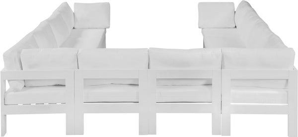 Meridian Furniture Nizuc 10 Piece Modular Outdoor Sectional with Aluminum Frame and Water Resistant Fabric 375White-Sec10B