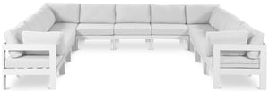 Meridian Furniture Nizuc 11 Piece Outdoor Modular Sectional Resort Style White Aluminum Patio Seating 375White-Sec11A