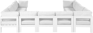 Meridian Furniture Nizuc 11 Piece Outdoor Modular Sectional Resort Style White Aluminum Patio Seating 375White-Sec11A