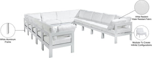 Meridian Furniture Nizuc 12 Piece Outdoor Modular Sectional with Aluminum Frame Resort Patio Seating 375White-Sec12A