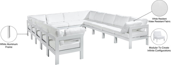 Meridian Furniture Nizuc 12 Piece Outdoor Modular Sectional with Aluminum Frame Resort Patio Seating 375White-Sec12A