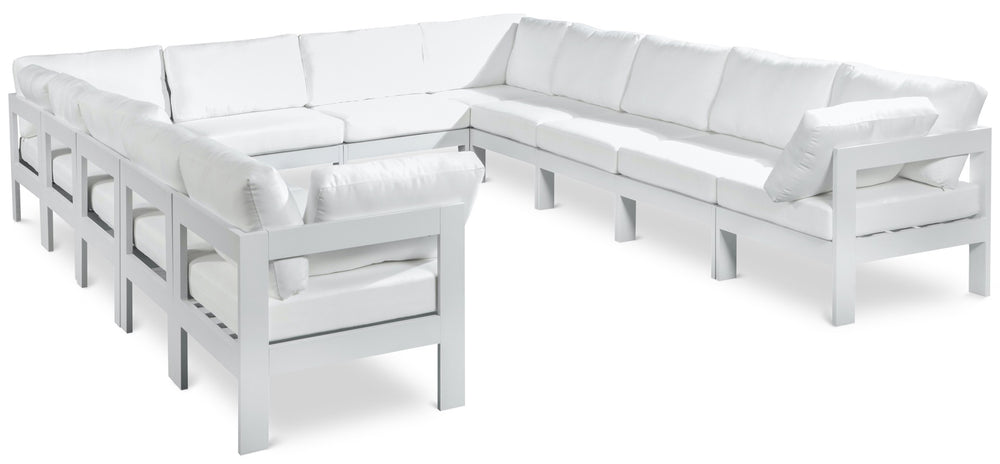 Meridian Furniture Nizuc 12 Piece Outdoor Modular Sectional with Aluminum Frame Resort Patio Seating 375White-Sec12A