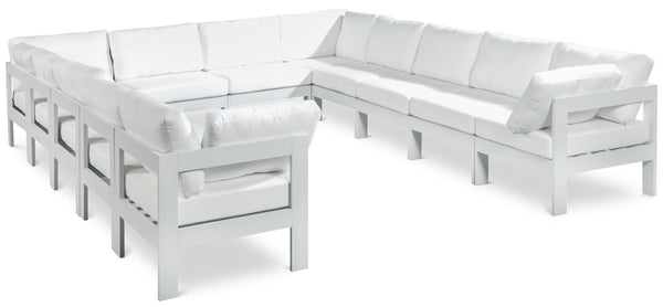 Meridian Furniture Nizuc 12 Piece Outdoor Modular Sectional with Aluminum Frame Resort Patio Seating 375White-Sec12A