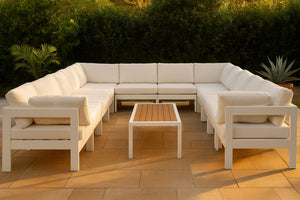 Meridian Furniture Nizuc 12 Piece Outdoor Modular Sectional with Aluminum Frame Resort Patio Seating 375White-Sec12A